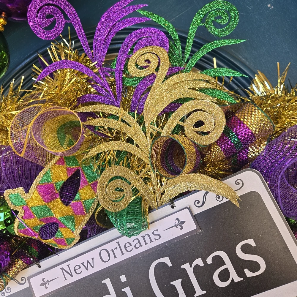 Mardi Gras Wreath & Garland Combo